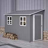 4x10 FT Casa in metallo per attrezzi con tetto a due spioventi e design a tetto spiovente con doppia porta che si apre a sinistra/destra e 2 finestre, capanno per attrezzi stabile e resistente agli