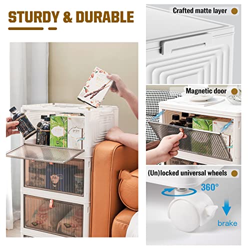 23Qt Plastic Storage Bins Organizer 3 Tier, Stackable Bins For Storage, Storage Boxes With Lids, Storage Containers Organizer For Bedroom Living Room Kitchen Study Office, Durable Folding Storage Boxes #TOP3