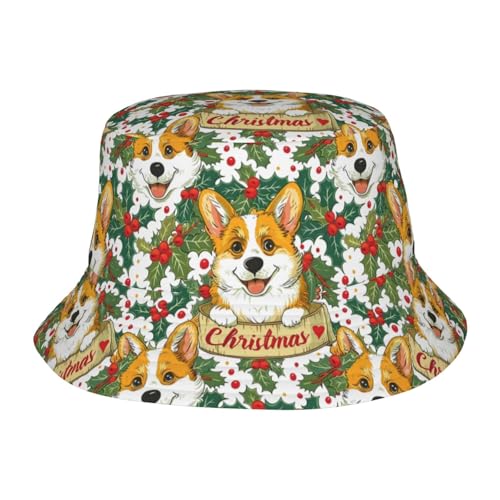 YFBXHSN Cute Christmas Dog Bucket Hats Fashion Funny Christmas Cap Packable Outdoor Fisherman Hat for Women and Men