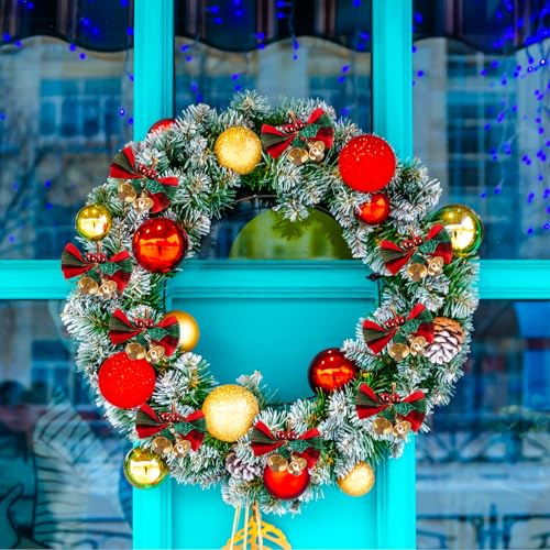 Bliceon 25pcs Christmas, Mini Tree, Wreath, New Year Red, Green, Gold Fabric Hanging Decorations - Image 7