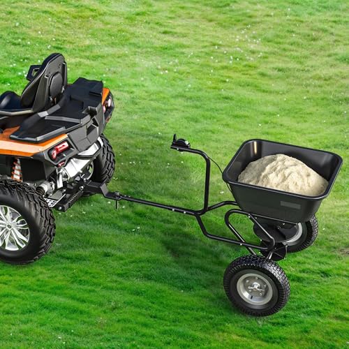 YITAMOTOR Tow Behind Lawn & Garden Broadcast Spreader for Seed Holds up to 130 lbs with 13" Pneumatic Tires and Adjustable Flow Control Lever,for Fertilizer, Grass Seed, Salt, Ice Melt, Lawn