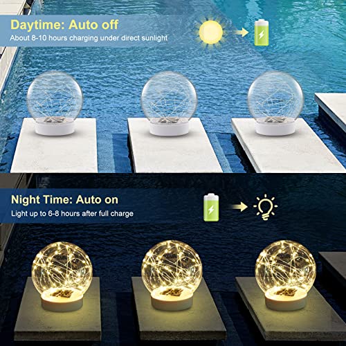 Lenone Solar Floating Pool Lights, Warm White Led Solar Glow Globe Pool Lights That Float, Waterproof Light Up Led Pool Accessories, 7” Floating Lights For Pool Yard Patio Party Christmas Decor - 2Pcs #TOP2