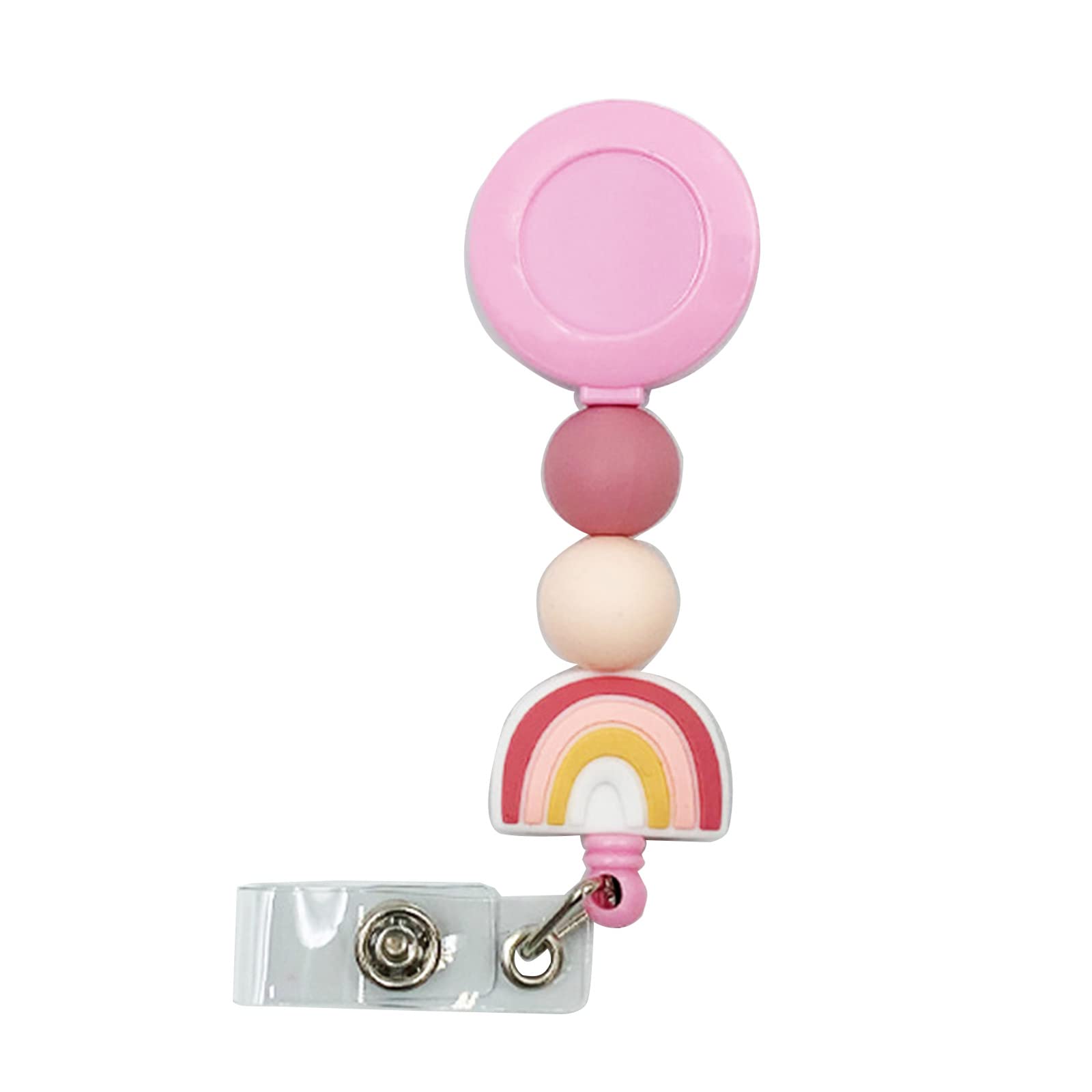 Tsophreniq Retractable Badge Lanyards and Id Badge Holder Card Holder Retractable Teacher Silicone Bead Holders with Lanyard for Women