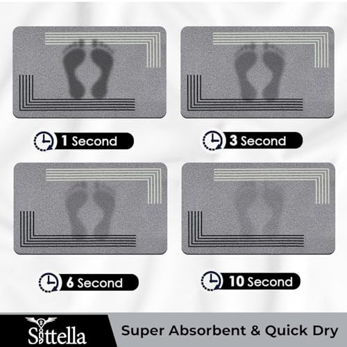 Image of SITTELLA 2 Pcs (150x45cm & 100x45cm) Rubber Anti-Skid Kitchen Mats | 3mm Water Absorbent Floor Rugs for Home & Kitchen | Rectangular | Grey