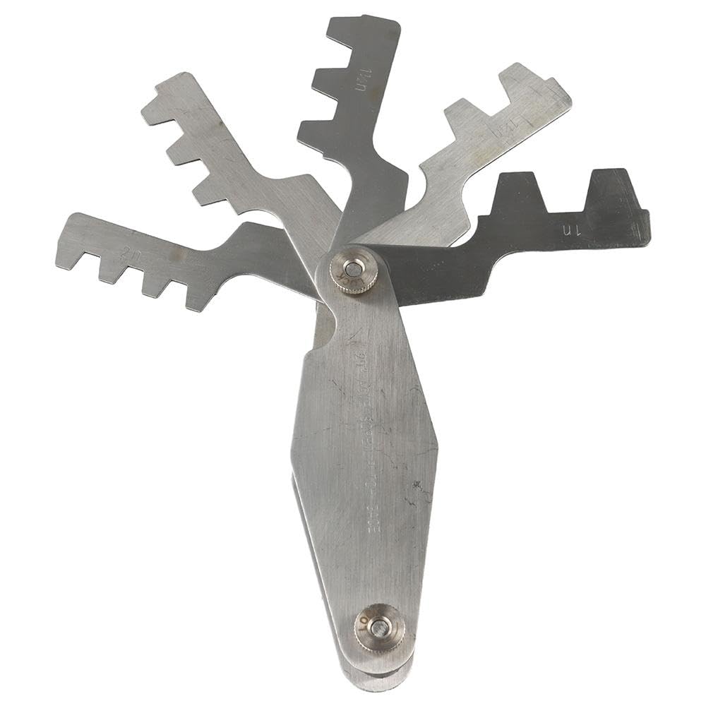 16pcs 29 Degree Acme Screw Pitch Gauge, Stainless Steel Thread Pitch Measuring Tool for Industrial Measurement, Universal Wide Application T-Thread Cutting Gage