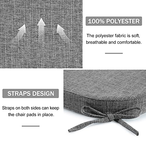 Downluxe Indoor Chair Cushions For Dining Chairs, Soft And Comfortable Textured Memory Foam Kitchen Chair Pads With Ties And Non-Slip Backing, 16" X 16" X 2", Dark Grey, 4 Pack #TOP2