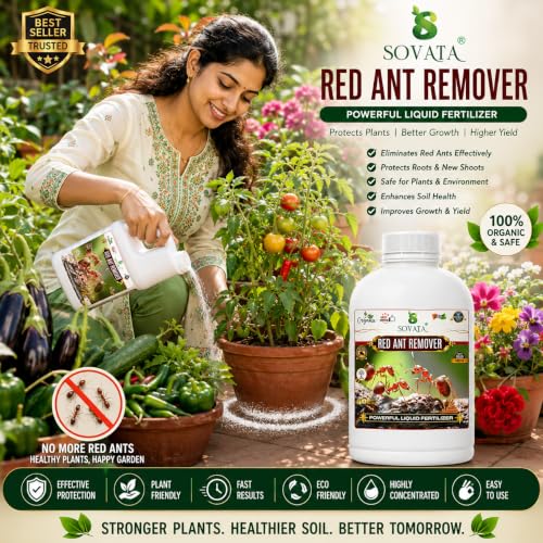 Image of Red Ant Remover, Essential Organic Powerful Liquid Insecticide for Removing all types of red ants and insects from Plants and soil. (100 ml)