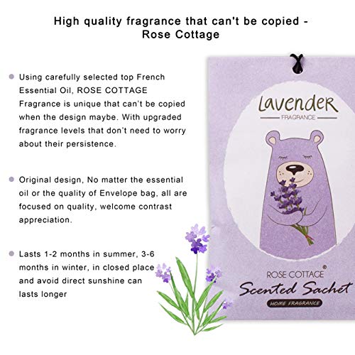 12Packs Lavender Closet Air Freshener Deodorizer Scented Sachets Bags for Drawer and Closet 16 Scents Optional-ROSE COTTAGE