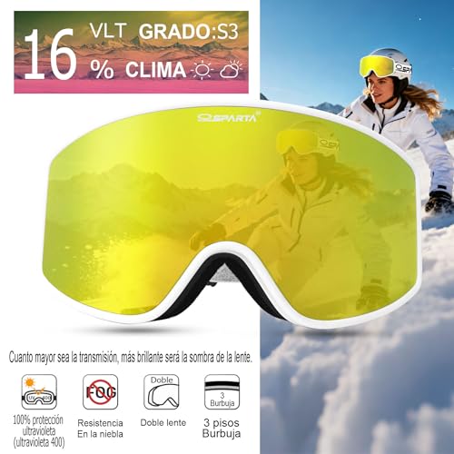 OUTDOORSPARTA Gafas de esquí (2. Borde blanco, espejo de lente completa) - imagen 2