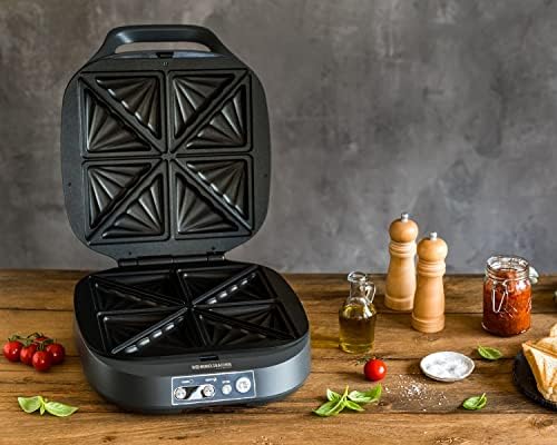 Bild 5 - ROMMELSBACHER Sandwich Maker ST 1800, 4 XL-Sandwiches, Antihaftbeschichtung, 15 Minuten Zeitschaltuhr, automatische Abschaltung, Cool Touch Gehäuse, 1800 Watt, schiefergrau