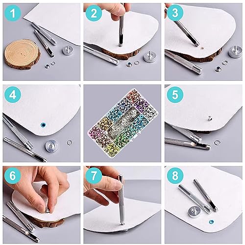 YHNTGB 600 Pcs 3/16 inch Metal Eyelets Macaron Grommets Sets with 3 Pieces Installation Tool and Storage Box for Shoes Clothes Crafts Bag DIY Project 12 Colors - Thumbnail 4