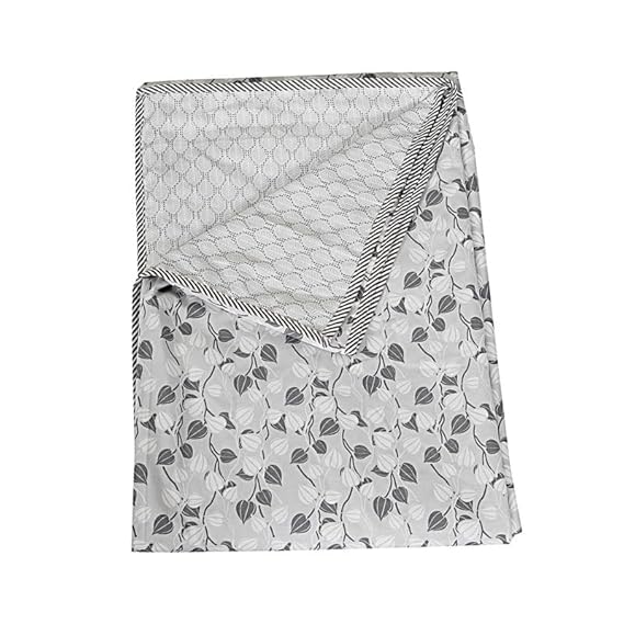 HOMYFINE 100% Reversible Cotton Single Bed AC Dohar Pattern Lightweight Super Soft Blanket/Duvet/Comforter Pack of 1 (Quill Gray 114, Single Bed)