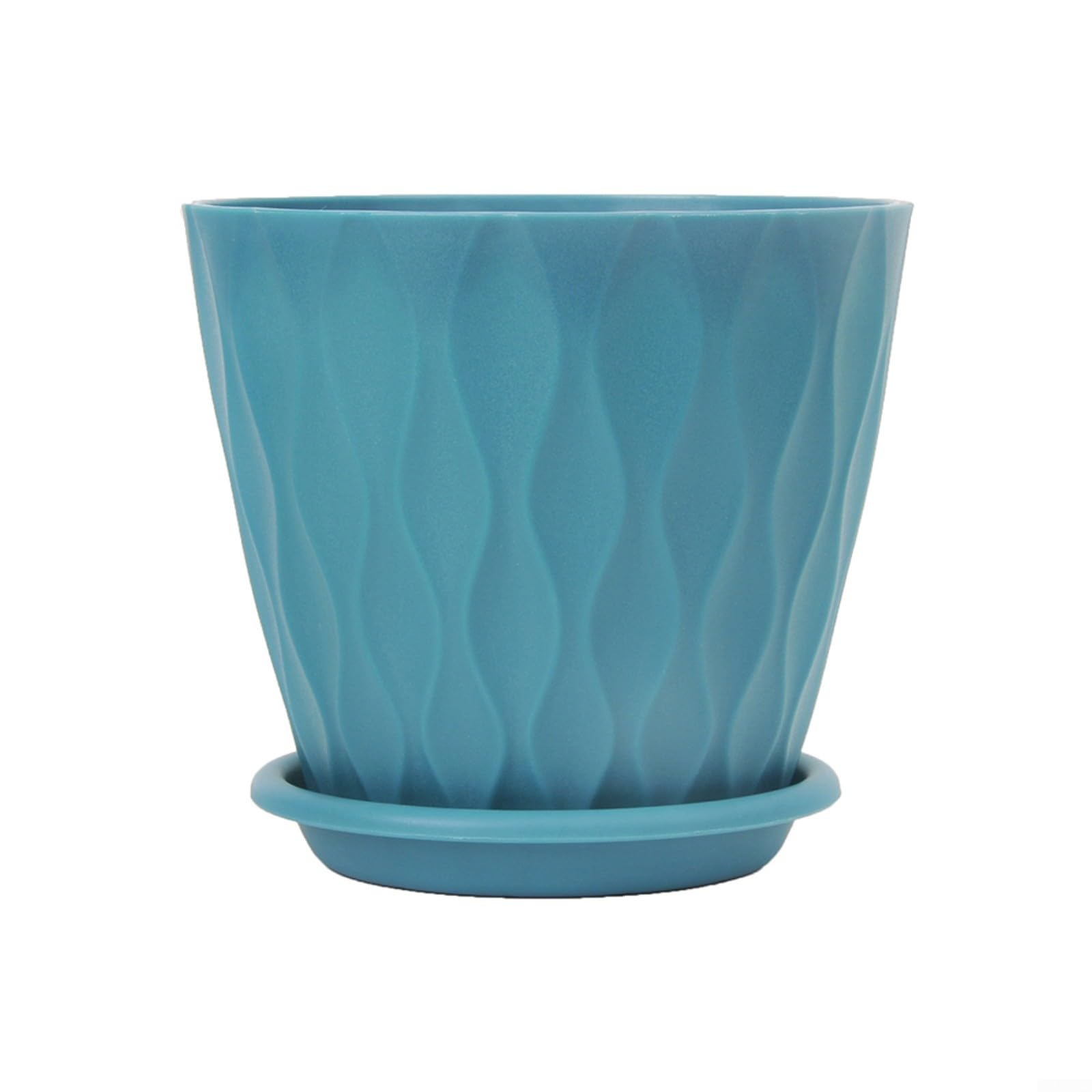 Pots de fleurs design bleu lot de 5 avec support ondulé élégant
