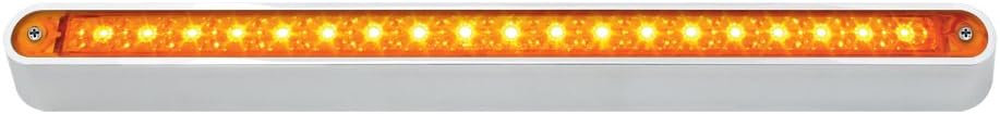 Grand General 76290 Amber 12" 19-LED Sealed Light Bar with Chrome Base and 3 Wires for Dual Function