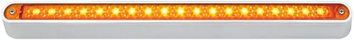 Grand General 76290 Amber - Barra de luz sellada de 12 pulgadas con 19 LED con base cromada y 3 cables para doble función