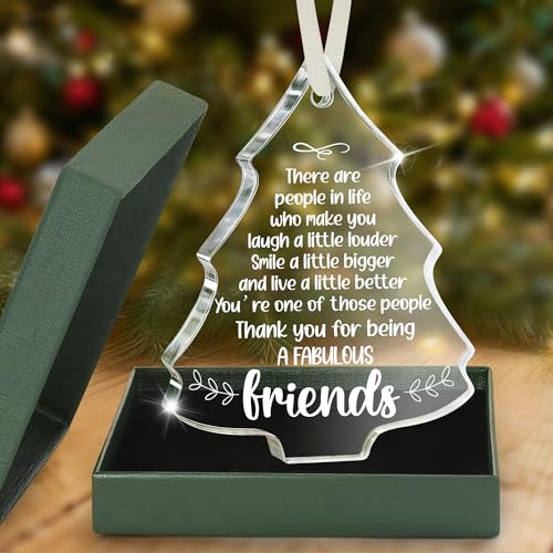 Best Friend Christmas Tree Ornament for Friends BFF Women Christmas Tree Topper Xmas Holiday Friendship Keepsake for Best Friend Bestie Sister Sentimental Christmas Tree Decorations