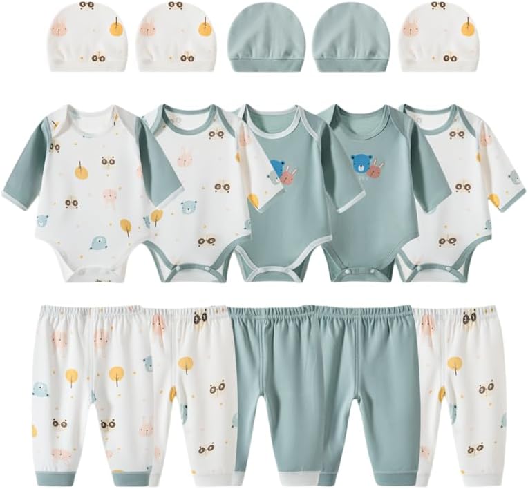 Baby Boy Clothes,Newborn Essentials Must Haves,Baby Gift Onesies Sets,Total 22 Pieces,Includes 3 outfits + Accessories