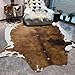 DweIke Faux Cowhide Print Rug for Living Room, 4.6 x 5.2 ft Brown Western Animal Cow Hide Rugs, Non Slip Cool Cow Skin Carpet for Bedroom Dining Room Farmhouse Entrance Home Decor, Brown