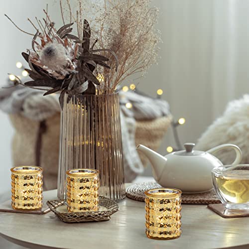 Verlens 12Pcs Gold Votive Glass Tealight Gold Mercury Glass Candle Holder Bulk For Wedding Decor, Party Table Centerpiece, Christmas Day Holiday Home Decor #TOP5