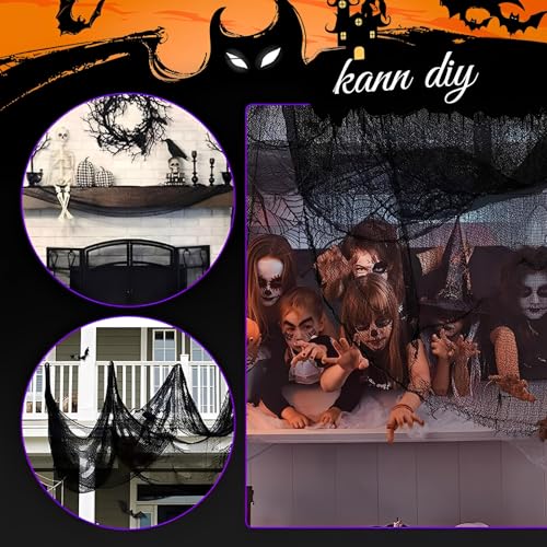 4 Stück Halloween Gruseliges Tuch Dekorationen 183cm X 76cm, Halloween Deko Outdoor und Innen, HalloweenGruseliges Gaze Tuch, Für Eingangsbereich, Haustür, Fenster (Blutarot Weiß lila schwarz)