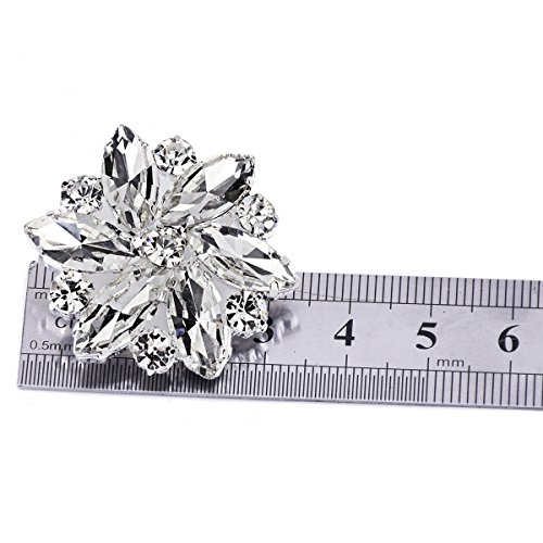 ELEGANTPARK AJ Shoes Dress Hat Accessories Fashion Rhinestones Crystal Shoe Clips 2 Pcs Silver - Thumbnail 4