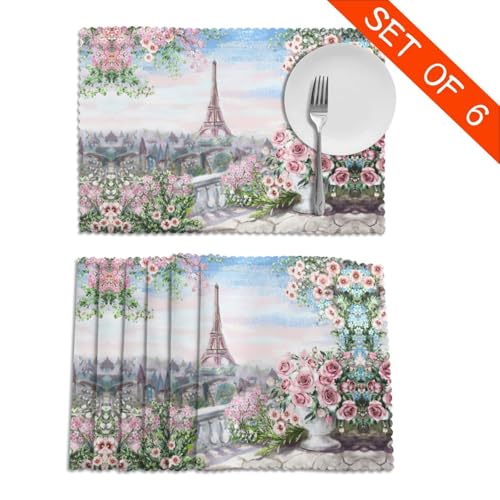 Sets de table Tour Eiffel en polyester lavables 30x45 cm | Lot de 6 - 5