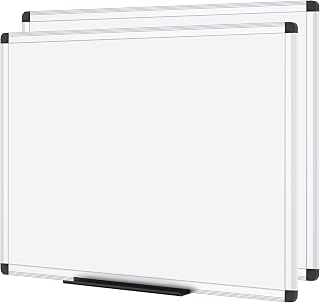 VIZ-PRO 2-Pack Magnetic Dry Erase Whiteboards 48x36 Inches - Large Wall Mount Boards for Office Classroom Home