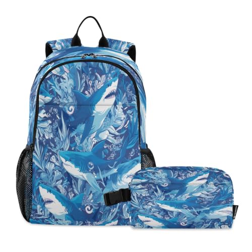 Sac à lunch ensemble sac à dos pour étudiants garçons filles bleu
