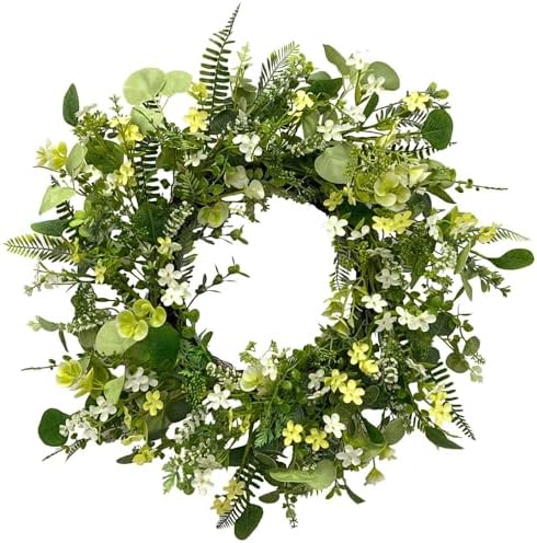 20-inch Artificial Eucalyptus Leaf Wreath Spring Summer Green Leaves Wreath Front Door Wall Hanging Window Decoration