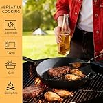 EWFEN Cast Iron Skillet 3-Piece Set, Heavy-Duty Professional Restaurant Chef Quality Pre-Seasoned Pan Cookware Set, 6", 8", 10" Pans For Frying, Saute, Cooking, Use Indoor/Outdoor, Oven, Grill - Image 4