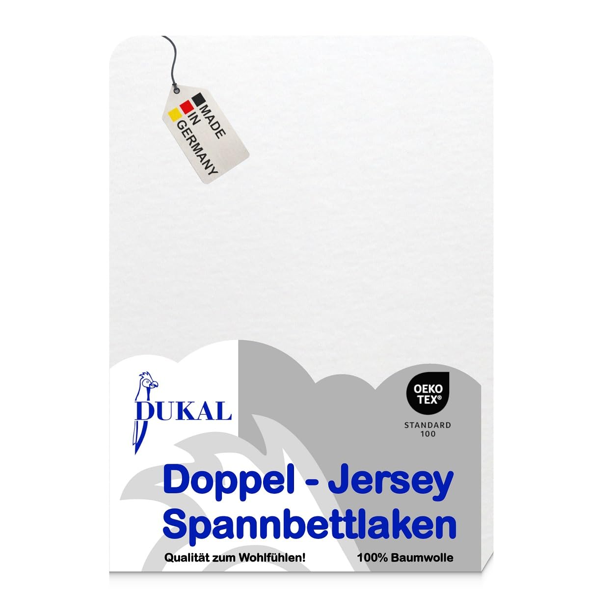 Dukal | Spannbettlaken kochecht | waschbar bei 95°C | 180-200 x 200 cm | aus hochwertigem DOPPEL-Jersey (100% Baumwolle) | Farbe: weiss