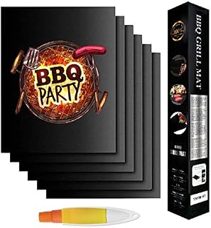 Grill Mat - 6 Set BBQ Grill Mats 100% Non Stick Black Grill