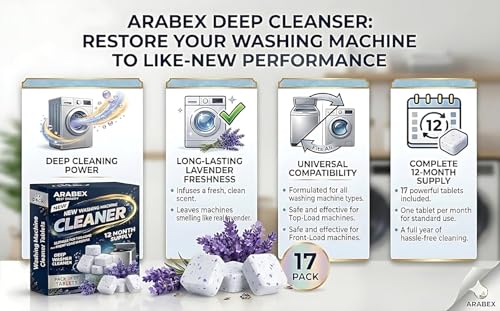 Image of Washing Machine Cleaner Tablets (17 Tablets) | Drum & Pipe Deep Cleaner | Lavender Scent | Removes Odour, Limescale & Residue | For Front Load & Top Load Fully Automatic Washing Machines
