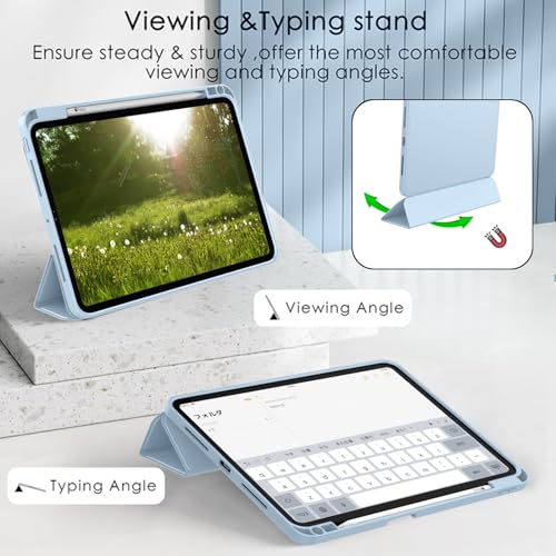 Image of ZryXal New iPad Pro 13 Inch Case (M5) 2025 / (M4) 2024 with Pencil Holder, Smart iPad Case [Support Pencil Pro and Pencil (USB-C)], Support Touch ID and Auto Wake /Sleep (New Sky Blue)