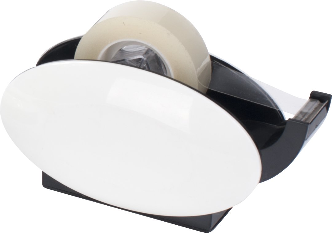 Pavo Trendy Schreibtisch-Set, 6-teilig - Hochglanz mit Stifteköcher, Klammernspender, Locher, Heftgerät, Zettelbox und Tischabrolle, weiß