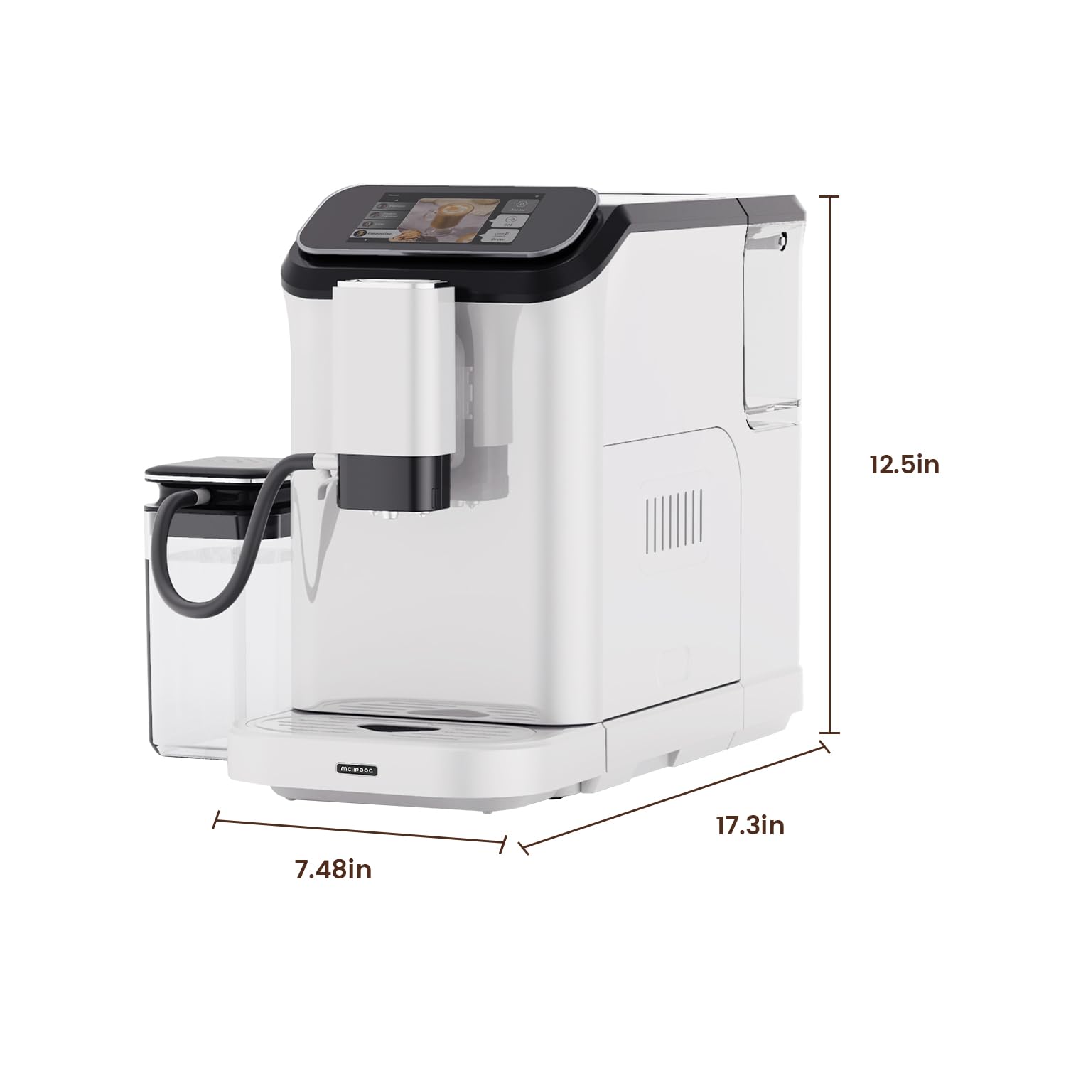 Mcilpoog WS-D5 Pro - Cafetera totalmente automática, 12 bebidas, uso en la oficina o en el hogar, habilitado para Wi-Fi, volumen y temperatura de líquidos, café espresso con capuchino, limpieza