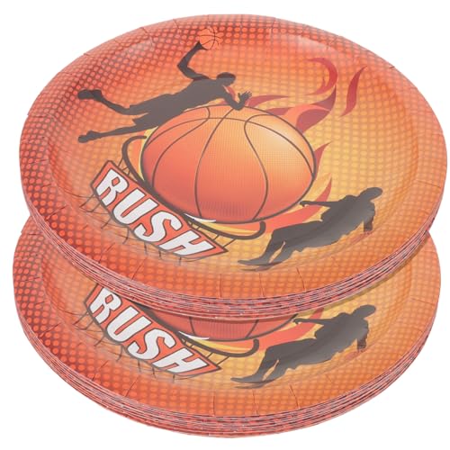 SHOWERORO Platos de Cena de Papel Diseño de Baloncesto, Paquete de 40 Piezas, para Fiestas Infantiles y Eventos Deportivos