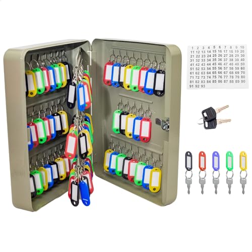 Porta Chaves Armário Organizador Claviculário Cinza Cofre Com Ganchos 93 Chaveiros