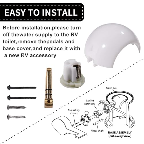 Image of 385318162 RV Toilet Flush Ball and Shaft Kit Compatible with Sealand Pedal Flush Toilets Boat RV