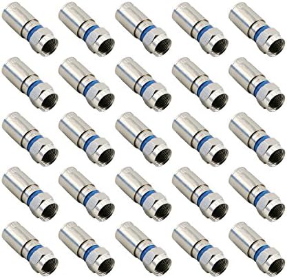 PASOW Compression RG6 F Connector Coax Coaxial Adapter Plug for Satellite & Cable TV (25 Pack)
