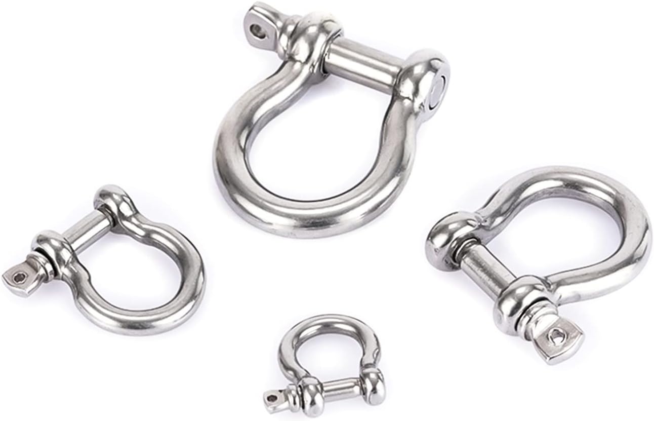 Shackle, Stainless,1Pcs D Type Steel/Bow Shackle M4 M5 M6 M8 M10 M12 M14 Lifting Hook Carabiner(Bow Shackle,M14)