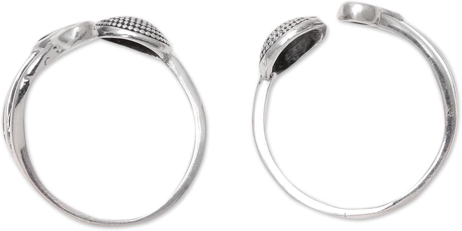 NOVICA Artisan Handmade Sterling Silver Toe Rings Circle Pattern from India Pair No Stone Wrap [band Width 1 mm W Ring Front Dimensions (2) 0.1 in H x 0.3 in Diam.] ' Gleaming Fireworks' Pair