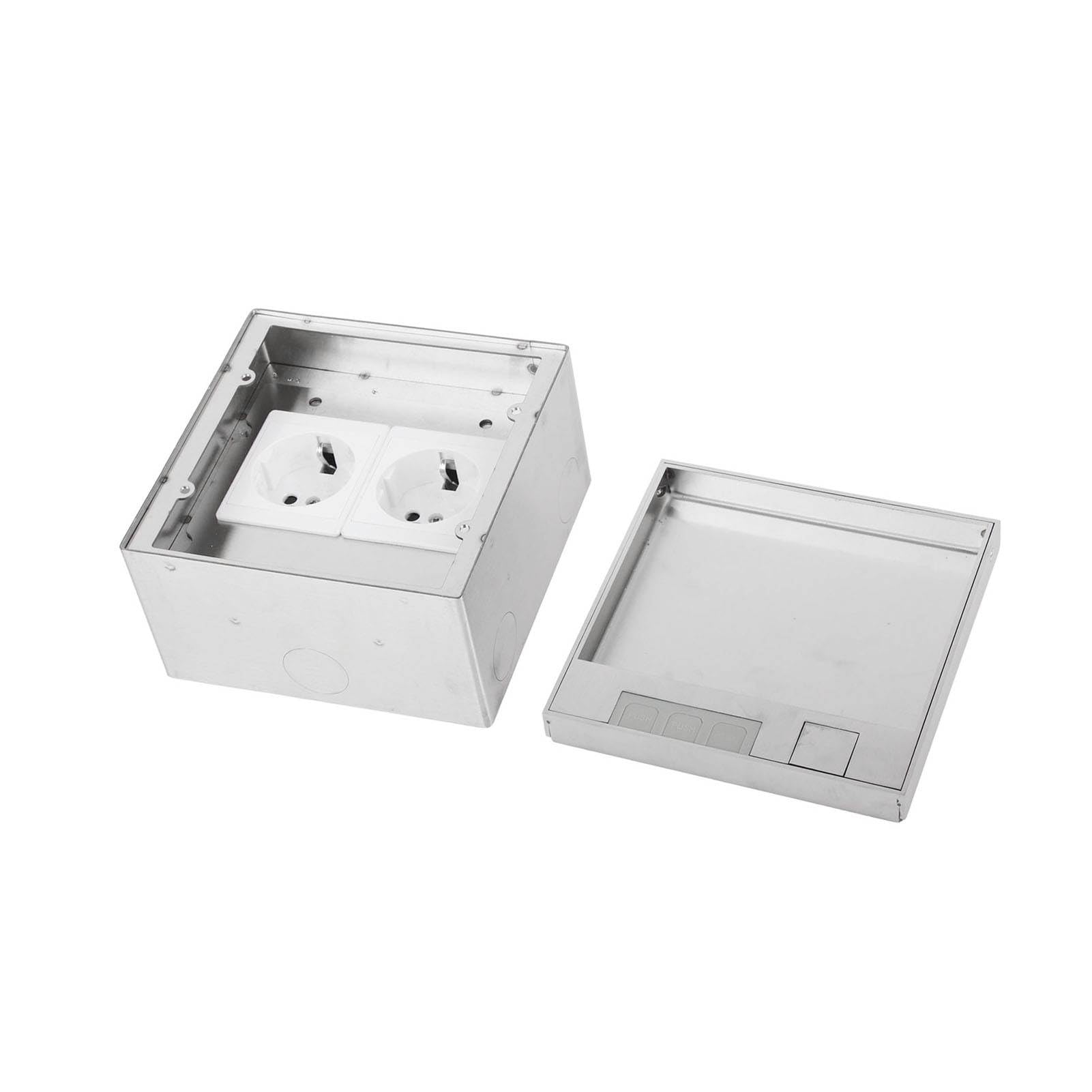 Scatola di Derivazione da Incasso a Pavimento con 2 Prese Design Impermeabile in Acciaio Inossidabile Premium per Casa, Ufficio, Scuola 16A 4000W