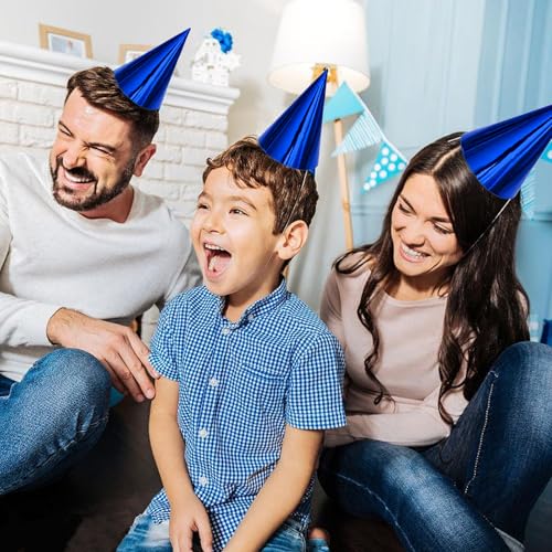 HaiMay 24 Pieces Cone Party Hats Metallic Foil Cone Hat Colorful Party Hat Birthday Paper Hats for Birthday Parties, 6 Colors - Thumbnail 5