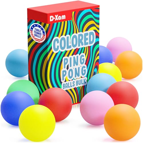 D-Xam Multi Color Ping Pong Balls 40mm Tennis Ball - Bulk PingPong Plastic Balls for Party, Pet Toys, Games, Art and Craft, School Activities, Teachers Must Have 12 Pcs