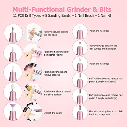 Fresa per Unghie Professionale, 11 in 1 Portatile