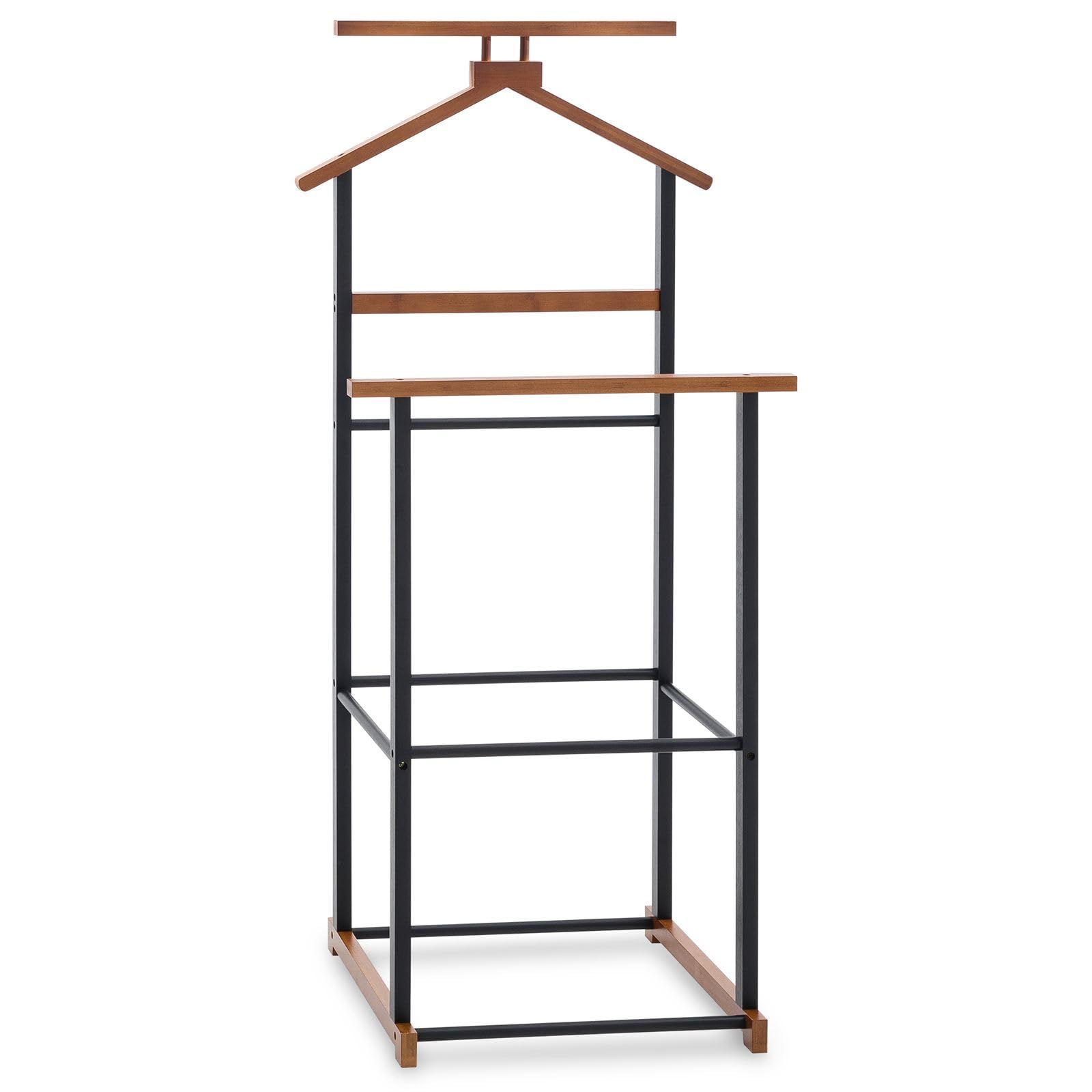 IDIMEX Valet de Chambre Kanna chevalet de Nuit Double Portant pour vêtements, en Bambou Noir et Vintage