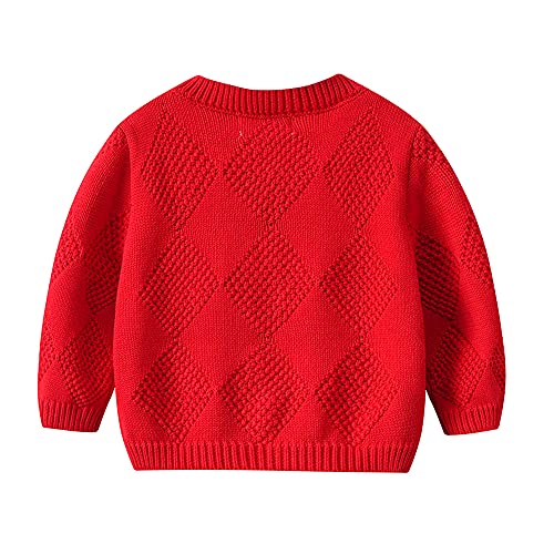 Vivobiniya Baby Girl Cardigan Toddler boy Knit Sweater Girl Clothes boy Sweater (2-3Y (39.3in) 100, red(Diamond) - Thumbnail 2