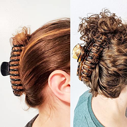 Accglory 5.5 Inches Extra Large Hair Clips For Long Thick Hair Women’s Jumbo Hair Claw Clips 2 Counts Huge Claw Clips Black Brown In Set Non Slip Xl Giant Claw Clips Strong Holding Basic Gripe Clips #TOP5