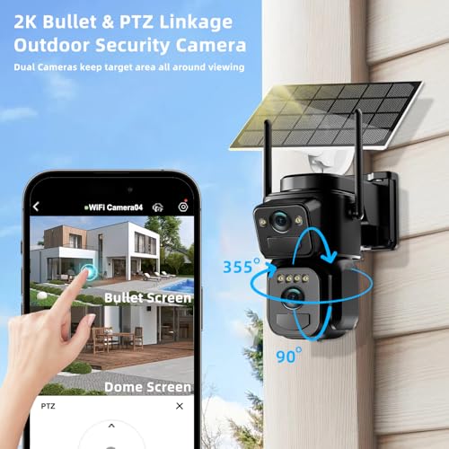 Tutoview 4K 8Mp Solar Security Cameras Wireless Outdoor Battery Powered, 2.4Ghz Dual Lens Bullet & 360°Ptz Linkage Outdoor Security Camera With Solar Panel thumb #1